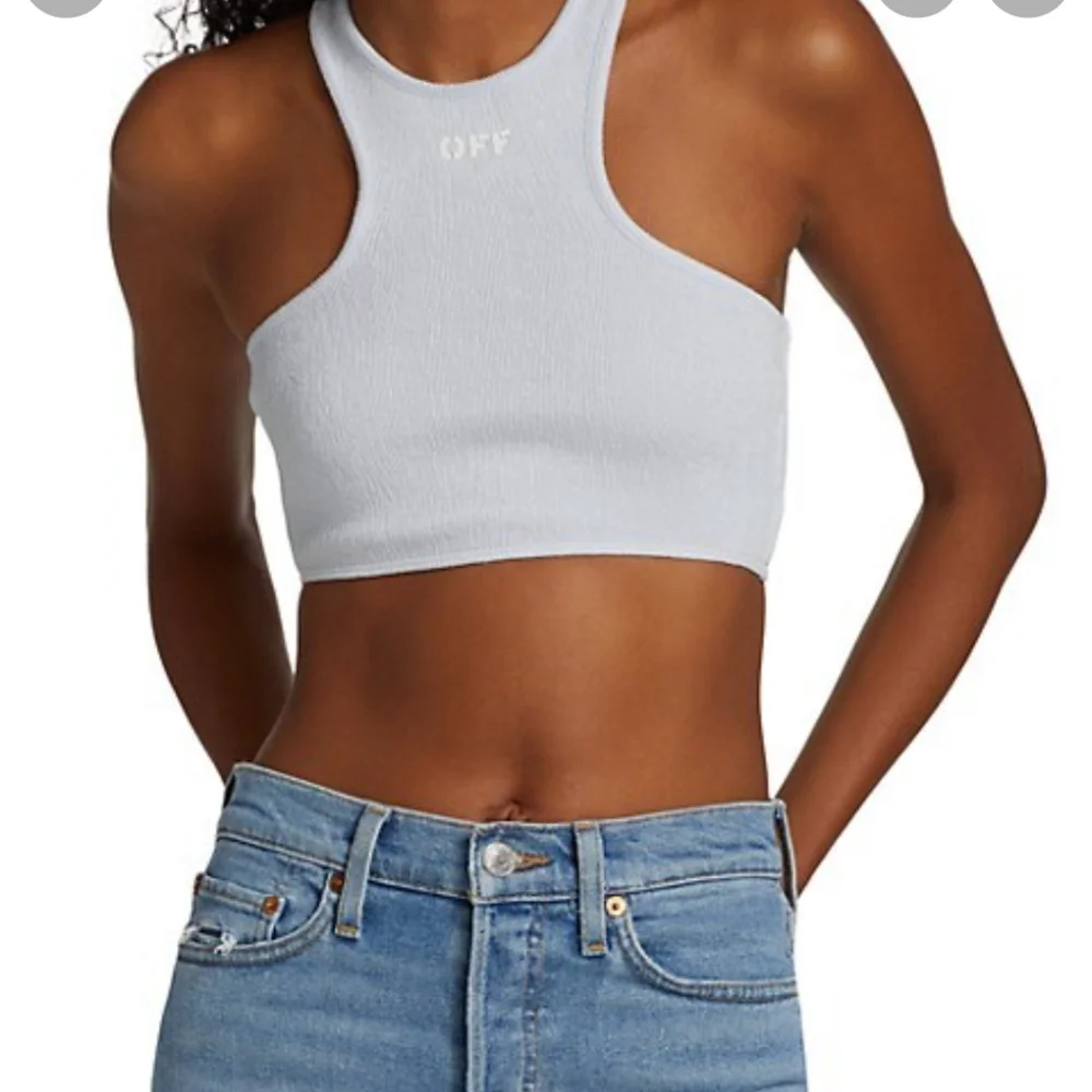Off-White Ribbed Rowing Cropped Light Blue Top - Picture 2 of 9